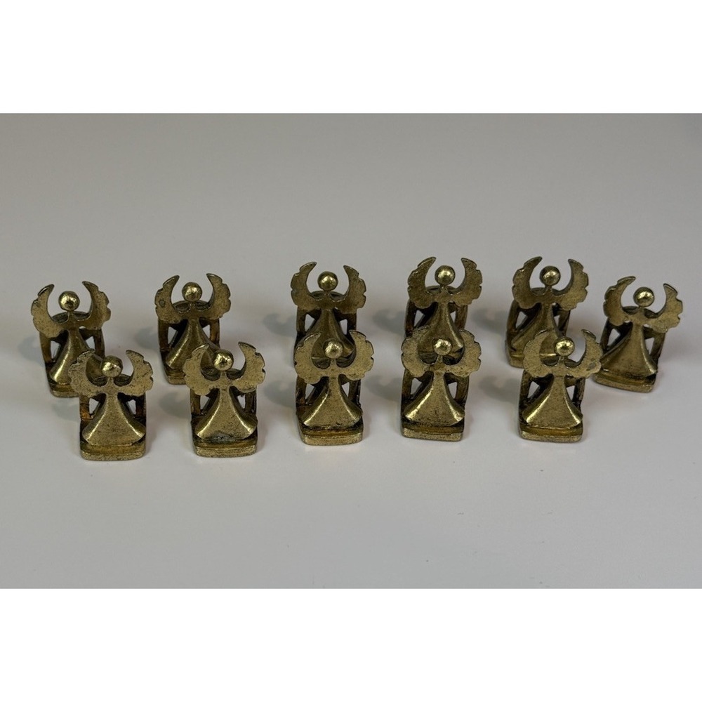 Vintage Metzke Designs Brass Angel Place Card Holders 1981 Set of 11
